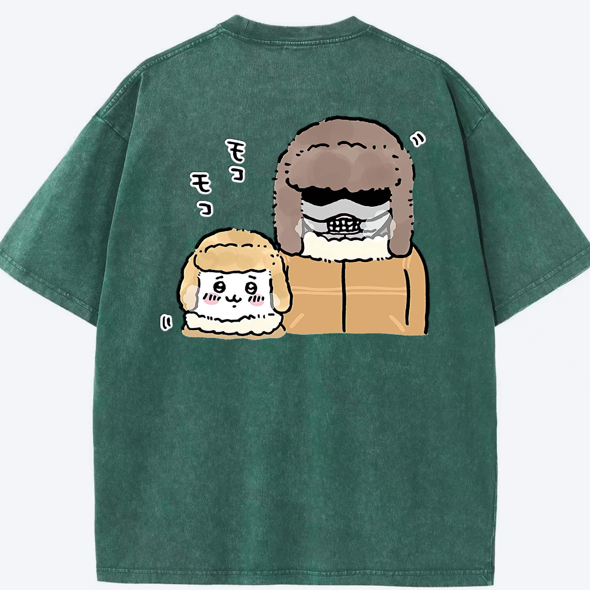 （画像用） ちいかわ 労働の鎧さん Chii-kawa Mr. Armor of Labor 綿100% ヴィンテージ風 半袖Tシャツ（背面プリント）